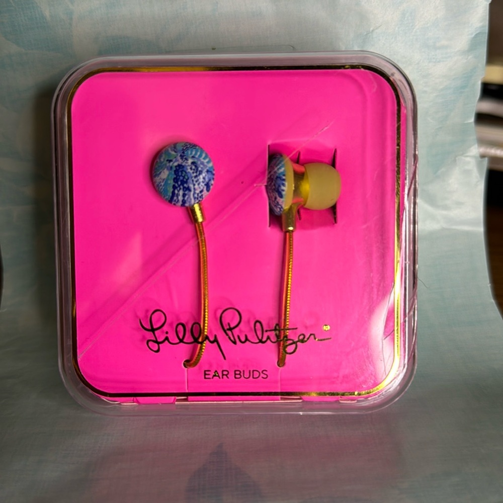 NWT Lilly Pulitzer Earbuds **Crack in Case**